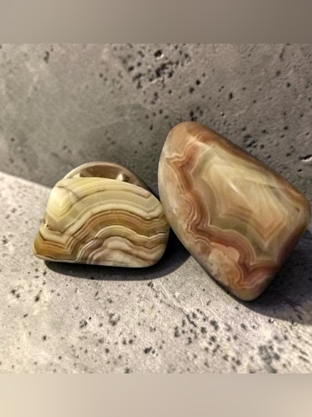 Vtg Botswana Agate Crystal Tie Tack/Cuff links